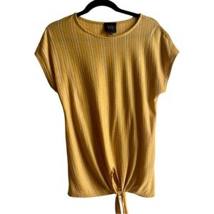 W5 Made in the USA Yellow Shirt Striped w/ White and Yellow Dotted Lines Size S